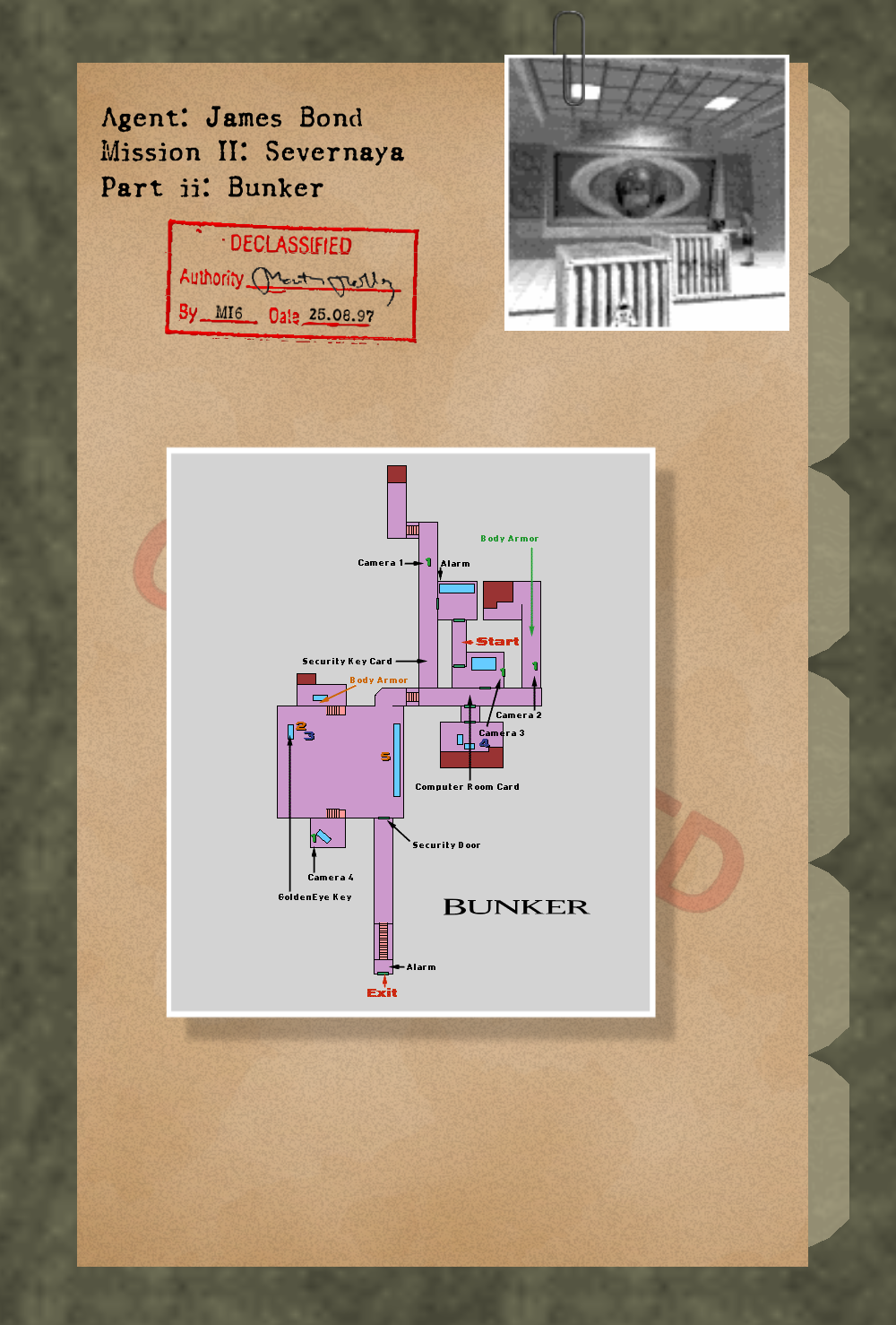 GoldenEye Bunker 1 walkthrough, including copying the GoldenEye